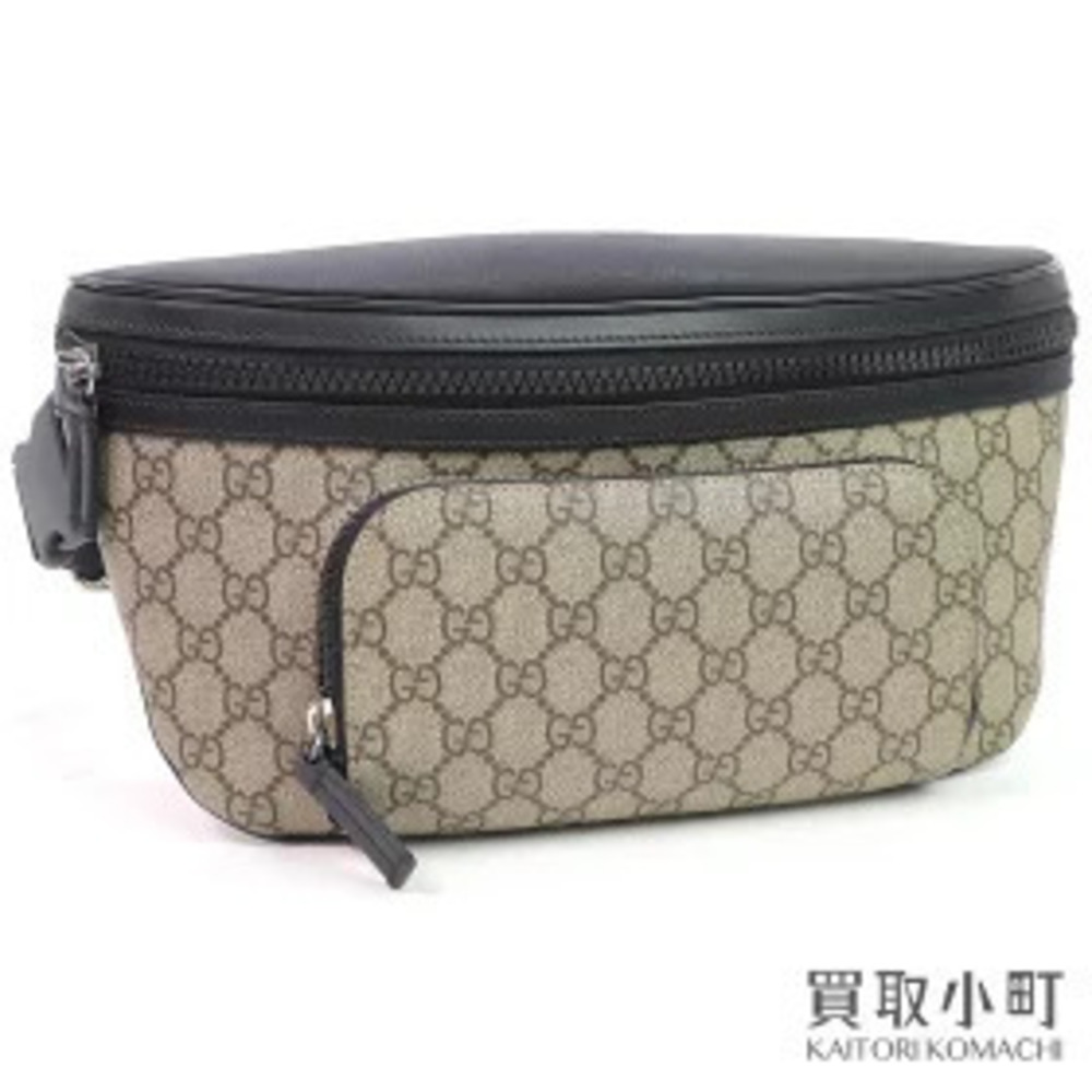 Gucci GG Supreme Belt Bag Beige Black Crossbody Shoulder EDEN